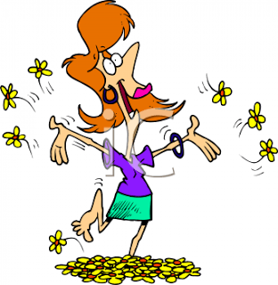 0511-0811-0316-4960_Happy_Woman_Running_Barefoot_Through_Flowers_clipart_image