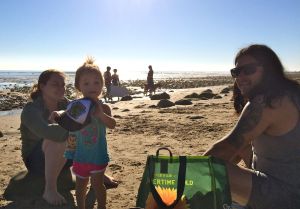 sarah, luna and g at beach