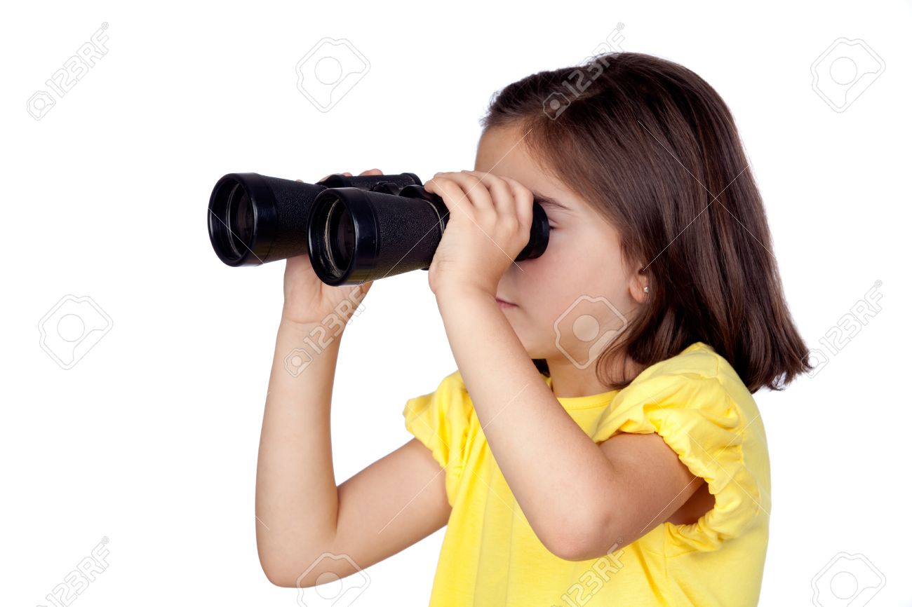 9696173-brunette-little-girl-looking-through-binoculars-isolated-on-a-over-white-background-stock-photo